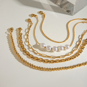1 Piece Luxurious Series Elegant Geometric Stainless Steel  Gold Plated Women Chain Bracelets h5 Picture3