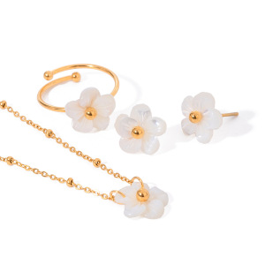 1 Pair Romantic Sweet Style Cherry Blossoms Shape Stainless Steel  Gold Plated Women Earrings Set h5 Picture4
