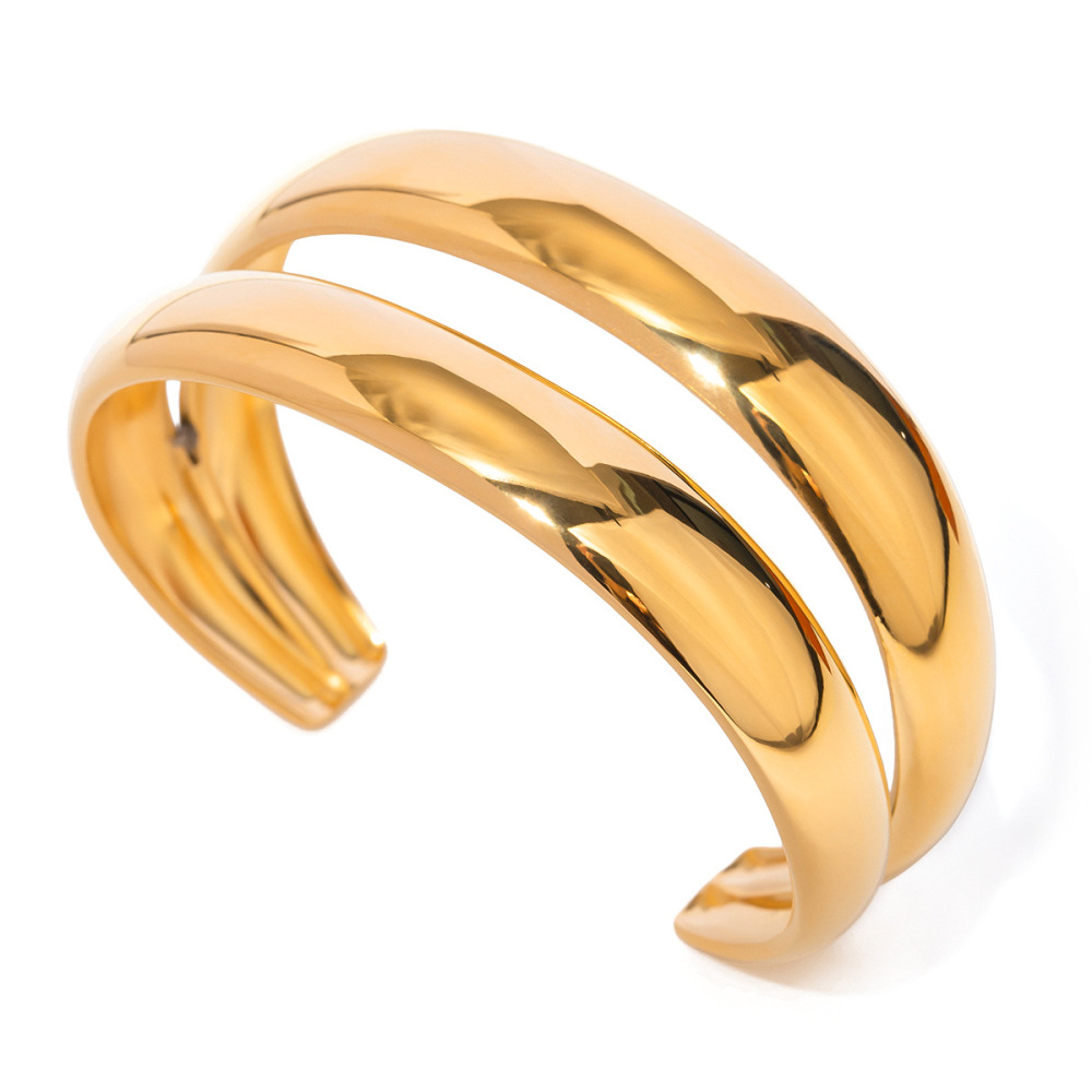 1 Piece Stainless Steel Waterproof Gold Color Cuff Bracelet Picture4