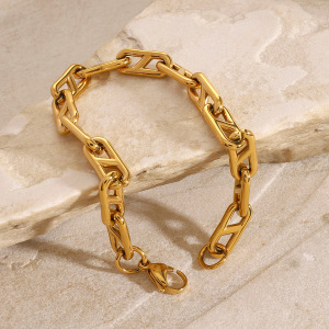 1 Piece Simple Series Classic Geometric Stainless Steel Gold Plated Women Chain Bracelets h5 Picture3