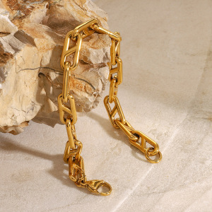 1 Piece Simple Series Classic Geometric Stainless Steel Gold Plated Women Chain Bracelets h5 Picture4