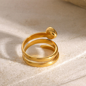 1 Piece Casual Heart Stainless Steel Waterproof Gold Color Zircon Women's Single Rings h5 Picture5