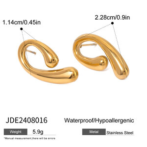 1 paio di orecchini a bottone in acciaio inossidabile color oro impermeabili h5