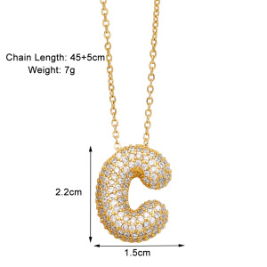 1 Piece Luxurious Series Elegant Casual Letter Copper Gold Color Stainless Steel Women's Pendant Necklaces h5 Picture3