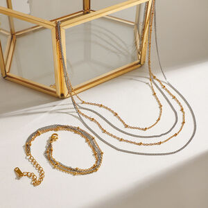 Braccialetti a catena da donna in acciaio inossidabile anulare classico della serie minimalista da 1 pezzo, impermeabili, color oro e argento h5 Immagine2
