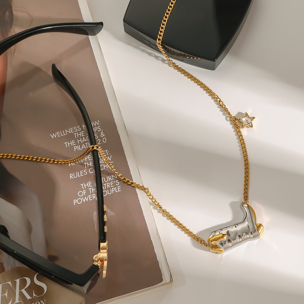 1 Piece Stylish Series Cowboy Boots Star Stainless Steel Waterproof Gold Color Women's Pendant Necklaces Picture4