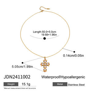 1 Piece Luxurious Series Exquisite Colorful Cross Shape Stainless Steel Waterproof Gold Color Women's Pendant Necklaces h5