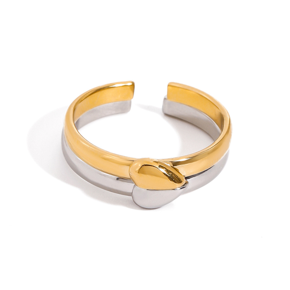 1 Pair Romantic Series Sweet Heart Stainless Steel Waterproof Couple Gold And Silver Color Women's Adjustable Rings Picture9
