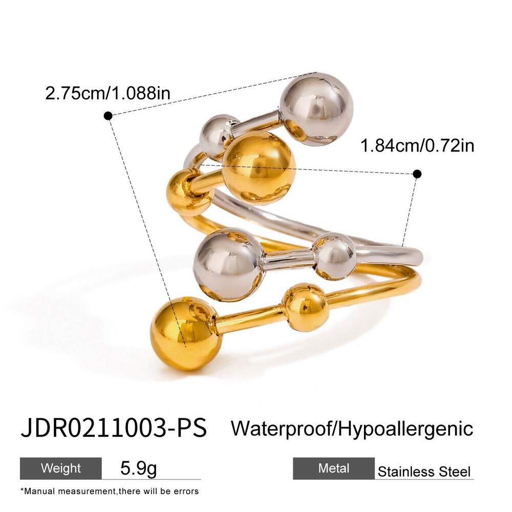 Anillos ajustables para mujer, de acero inoxidable irregular, resistentes al agua, de color dorado y plateado, de la serie moderna Vogue, 1 pieza