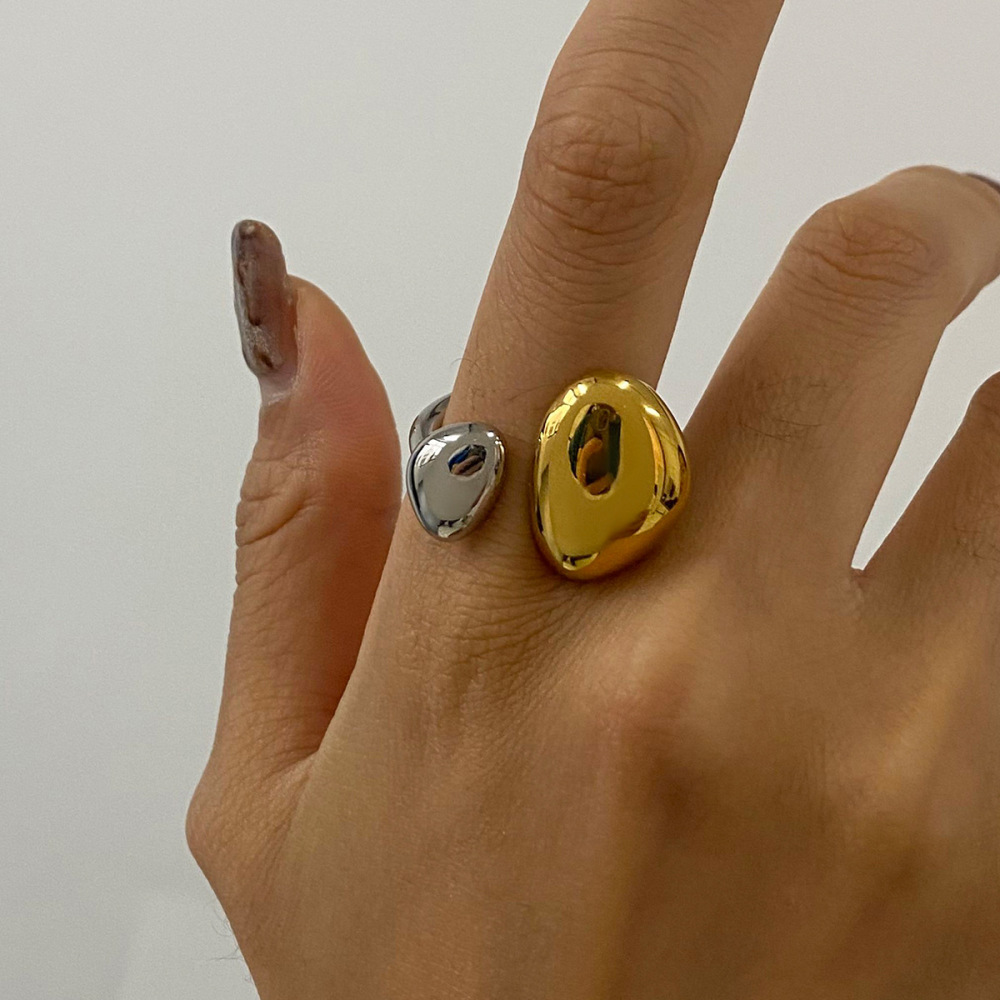 1 Pair Minimalist Series Drop Annular Shape Stainless Steel Waterproof Gold And Silver Color Women's Single Rings Picture4