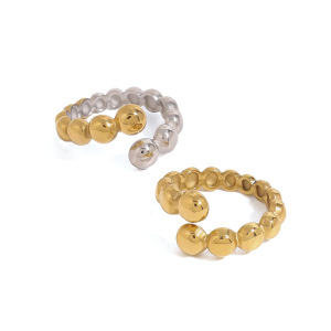 1 Pair Simple Series Annular Stainless Steel Gold Color Women's Single Rings h5 Picture5