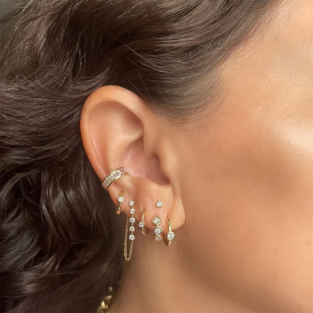 1 Pair Luxurious Series Gorgeous Annular Stainless Steel Waterproof Gold Color Women's Ear Cuffs h5Picture6