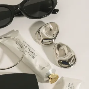 1 Par De Pendientes De Botón De Acero Inoxidable Irregulares, Elegantes Y Modernos, Resistentes Al Agua, De Color Plateado, Para Mujer. h5 Imagen5