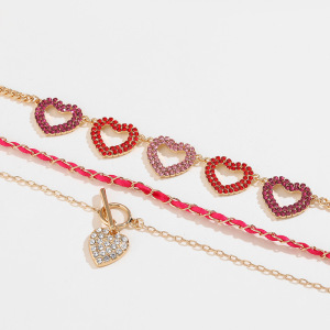 1 Piece Romantic Series Holiday Dazzling Heart Shape Gold Color Alloy Women's Layered Necklaces h5 Picture3
