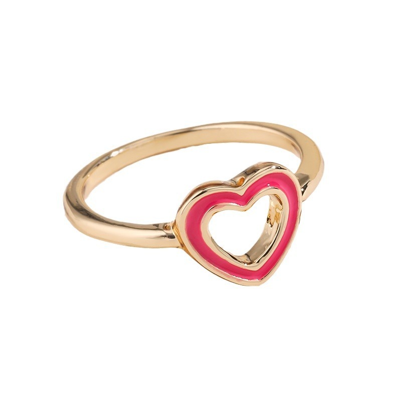 1 Set Vogue Series Polychrome Exquisite Heart Drop Oil Alloy Lightweight Women's Ring Sets h5Picture4