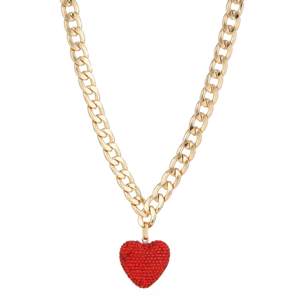 1 Piece Luxurious Series Retro Exquisite Red Heart Shape Copper Women's Pendant Necklaces h5