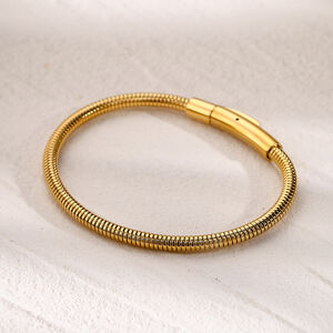 gold stainless steel simple bracelet cold style unique design gold round snake bone chain bracelet h5