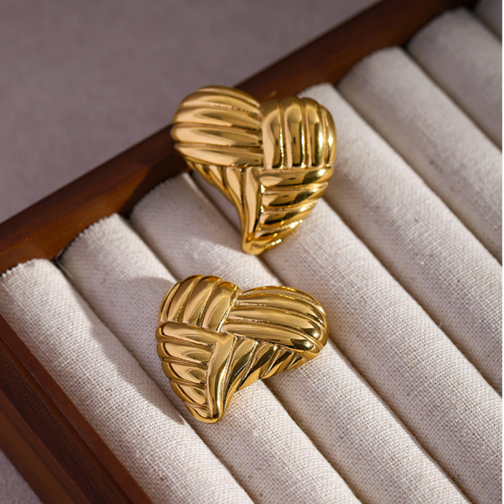 1 Pair Heart Shape Stainless Steel Waterproof Stud Earrings Picture4