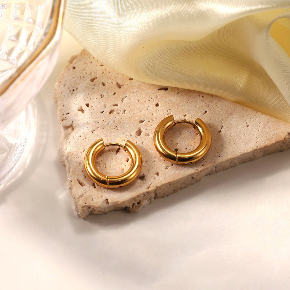 1 Pair Classic Stainless Steel Waterproof Hoop Earrings Picture5
