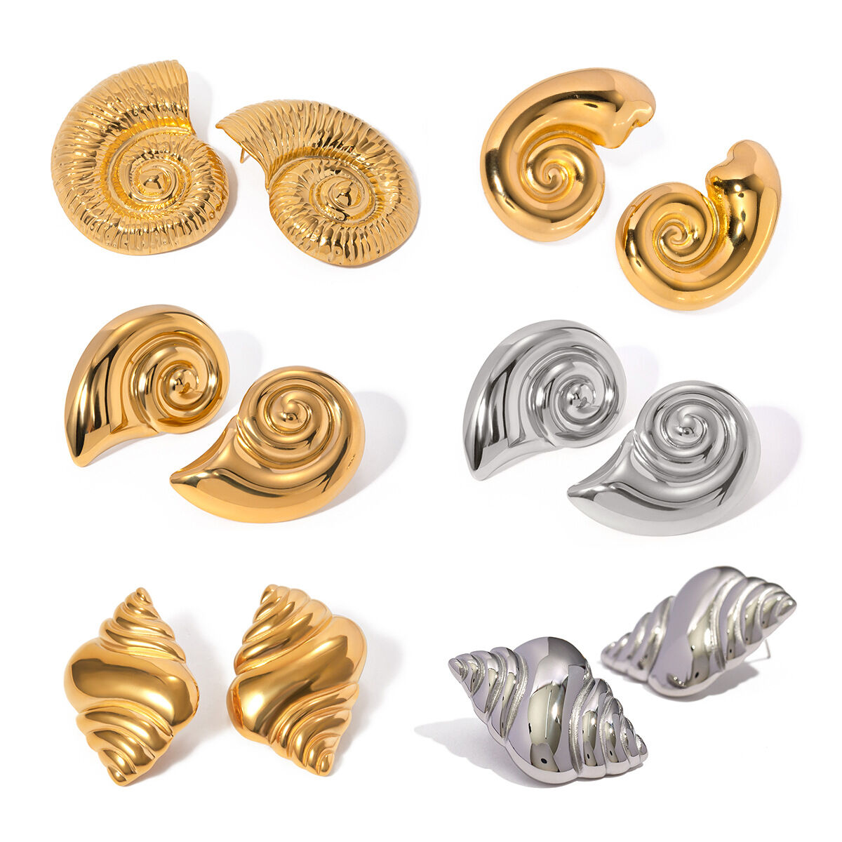  new  conch stainless steel earrings for women  celebrities trendy beach style titanium steel earrings Picture2