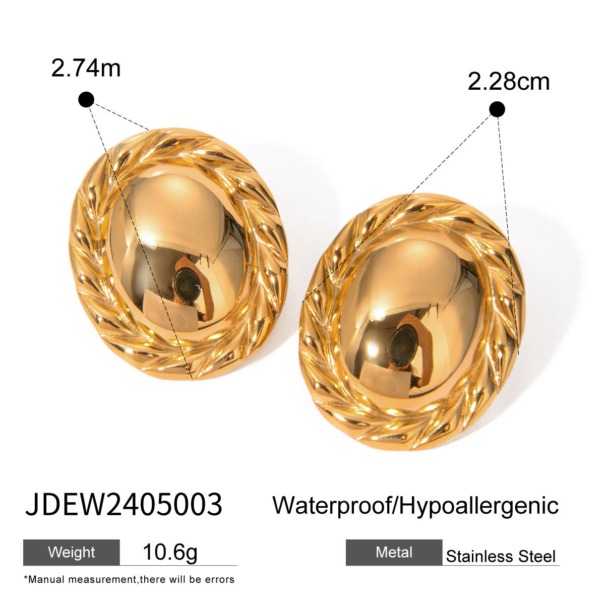 boucles d'oreilles rondes en acier inoxydable or  avec bord en corde de chanvre lisse au milieu, bijoux antiallergiques  