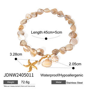 internet new fashion necklace gold stainless steel whole string shell string starfish pearl pendant necklace h5