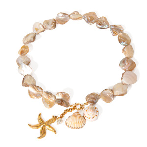   Internet  New Fashion Necklace  Gold Stainless Steel Whole String Shell String Starfish Pearl Pendant Necklace h5 Picture4