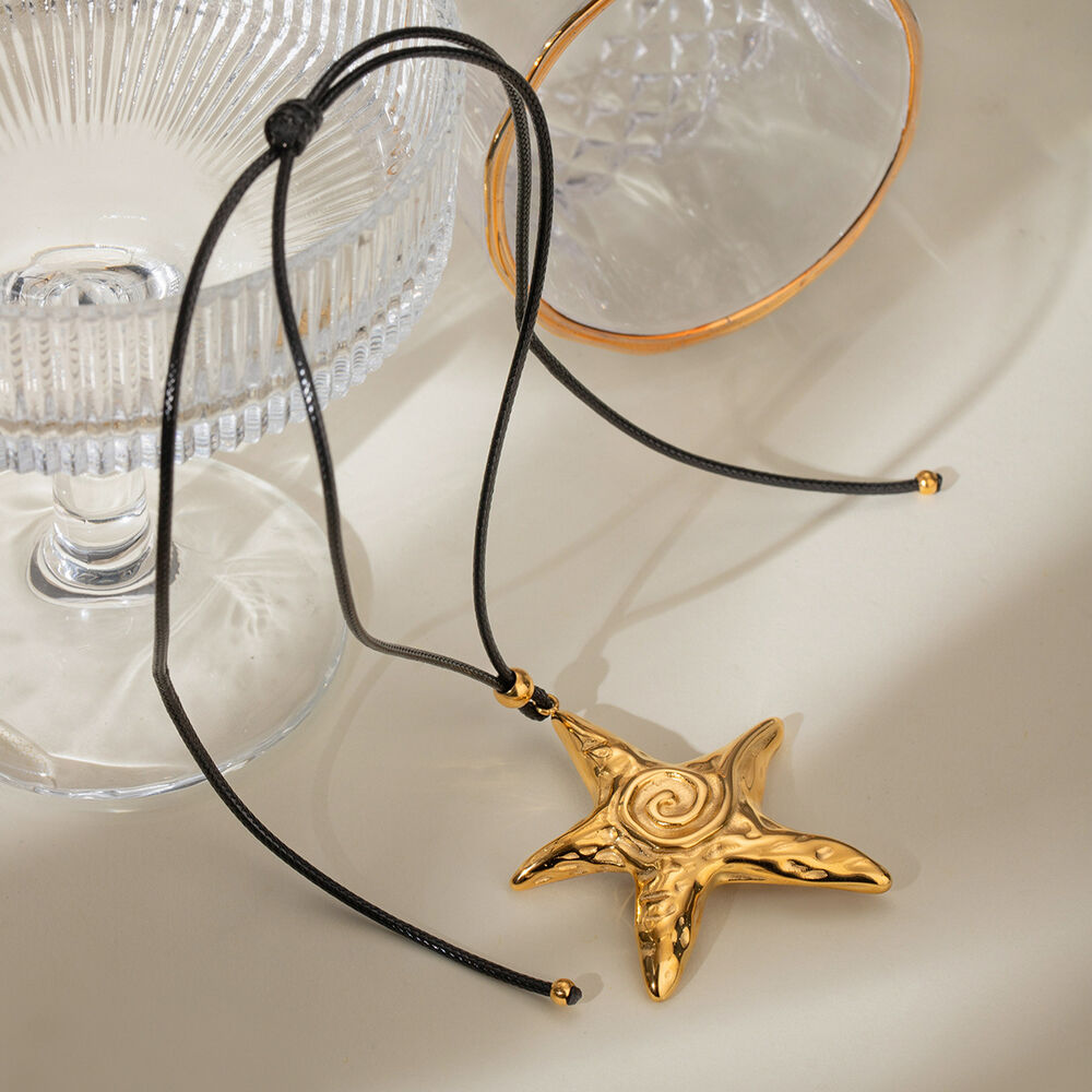 collier pendentif étoile de mer fileté surdimensionné en acier inoxydable pour femme, style ins transfrontalier européen et américain, de bijoux h5Image2