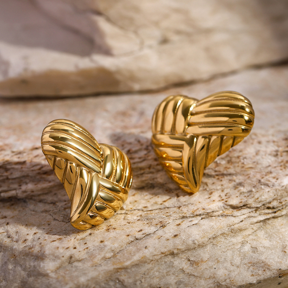 1 Pair Heart Shape Stainless Steel Waterproof Stud Earrings Picture5