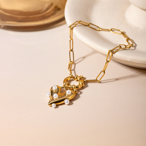 Europese En Amerikaanse Grensoverschrijdende  Stijl Persoonlijkheid Trend  Goud Roestvrij Staal Liefde Kleverige Parel Hanger Armband Sieraden  Vrouwen h5 Afbeelding3
