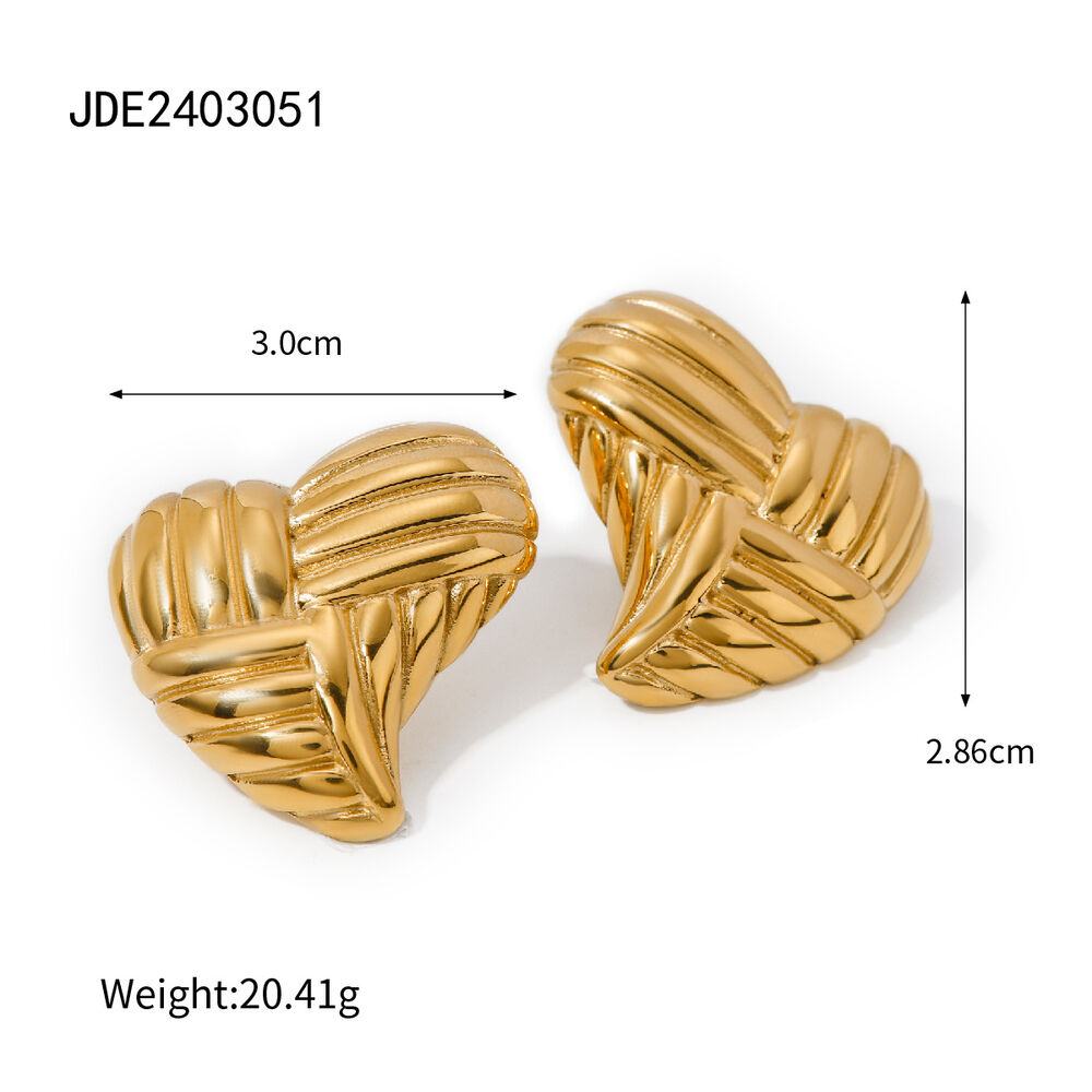 1 Pair Heart Shape Stainless Steel Waterproof Stud Earrings h5Picture2