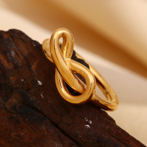 Simple Bow Knot Stainless Steel Waterproof Gold Color Women's Minimalist Rings h5 Picture7