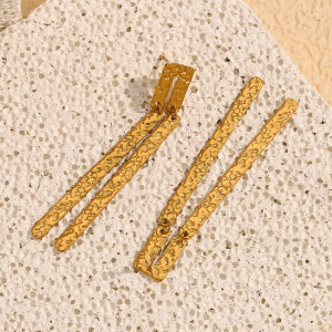 1 Paar Elegante Geometrische Oorbellen Uit De Classic Series, Gemaakt Van Roestvrij Staal, Waterdicht En Goudkleurig, Voor Dames. h5 Afbeelding5
