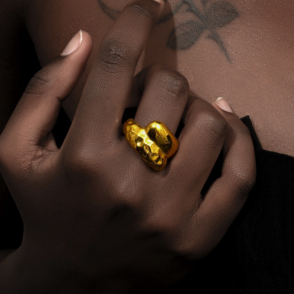 1 Piece Simple Series Daily Twist Stainless Steel Waterproof Gold Color Women's Single Rings h5Picture7
