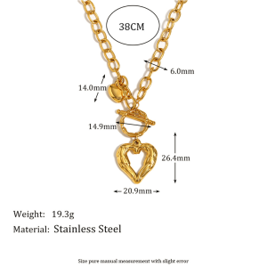 1 Piece Romantic Series Elegant Love/Heart Shape Stainless Steel Waterproof Gold Color Women's Pendant Necklaces h5 Picture6