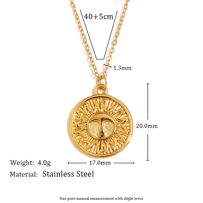 1 Piece Classic Series Classic Sun/Moon Stainless Steel Waterproof Gold Color Women's Pendant Necklaces h5Picture7