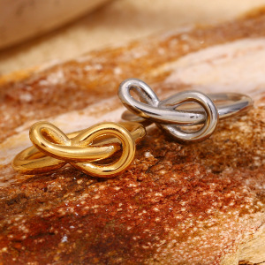 Simple Bow Knot Stainless Steel Waterproof Gold Color Women's Minimalist Rings h5 Picture3