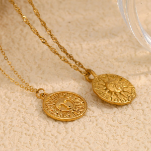 1 Piece Classic Series Classic Sun/Moon Stainless Steel Waterproof Gold Color Women's Pendant Necklaces h5 Picture5
