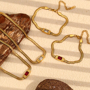1 Piece Luxurious Series Retro Geometric Stainless Steel Waterproof Gold Color Women's Chain Bracelets h5 Picture2