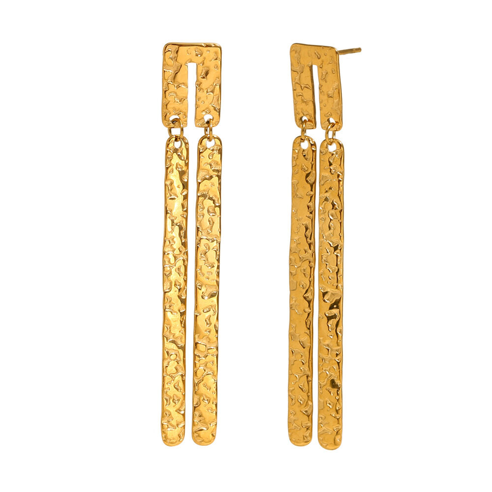 1 Pair Classic Series Elegant Geometric Stainless Steel Waterproof Gold Color Women's Dangle Earrings