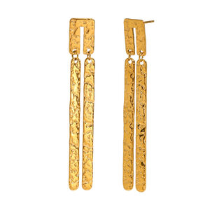 1 Pair Classic Series Elegant Geometric Stainless Steel Waterproof Gold Color Women's Dangle Earrings h5