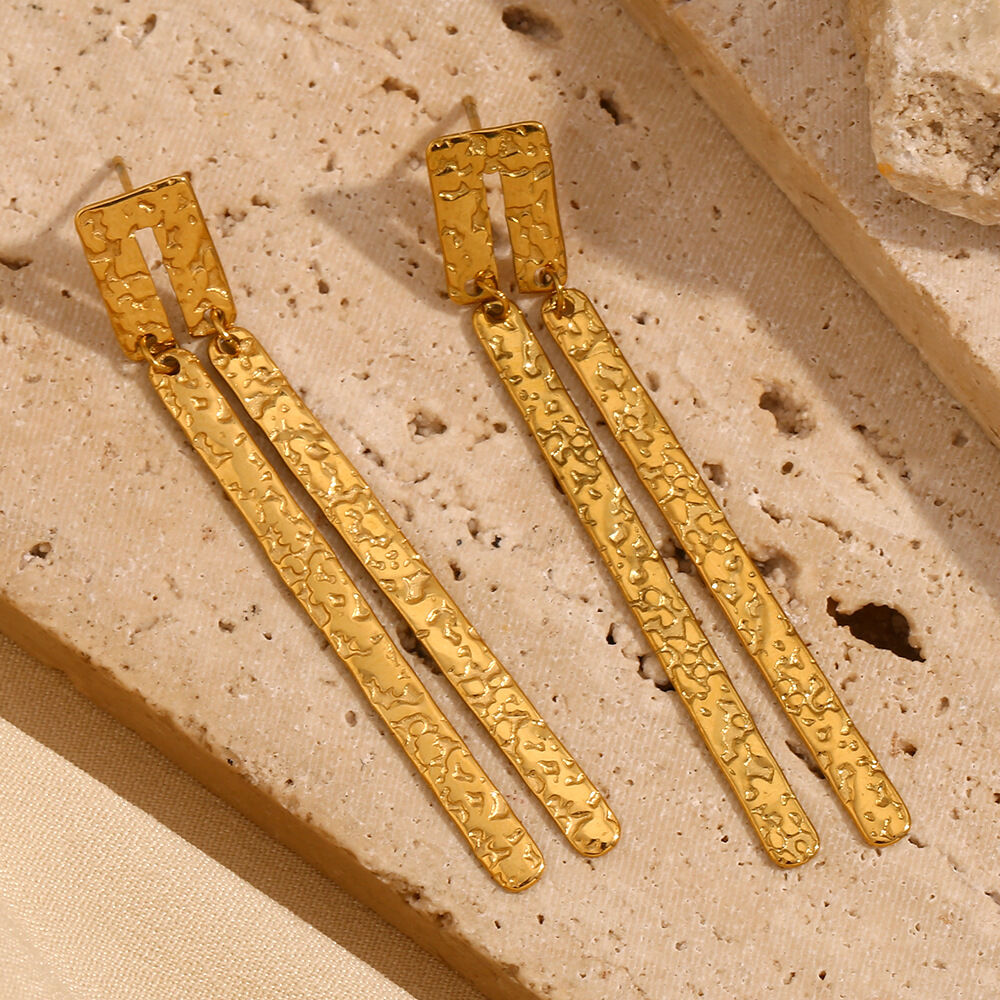 1 Pair Classic Series Elegant Geometric Stainless Steel Waterproof Gold Color Women's Dangle Earrings h5Picture2