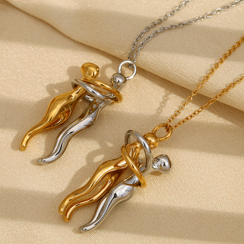 1 Stuk Romantische Serie Klassieke Figuur Roestvrijstalen Waterdichte Gouden Dameshanger Ketting Afbeelding6