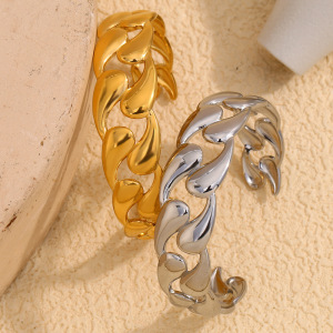 1 Piece Luxurious Series Simple Twist Stainless Steel Waterproof   Gold Color  Women's Bangles h5 Picture3