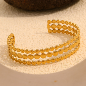 1 Stuk Eenvoudige, Retro Geometrische, Waterdichte, Goudkleurige Damesarmband Van Roestvrij Staal. h5 Afbeelding6