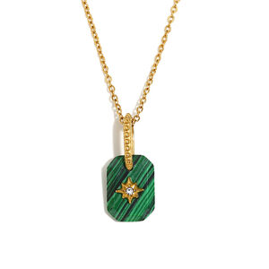 1 Piece Luxurious Series Retro Quadrilateral Stainless Steel Waterproof Gold Color Women's Pendant Necklaces h5