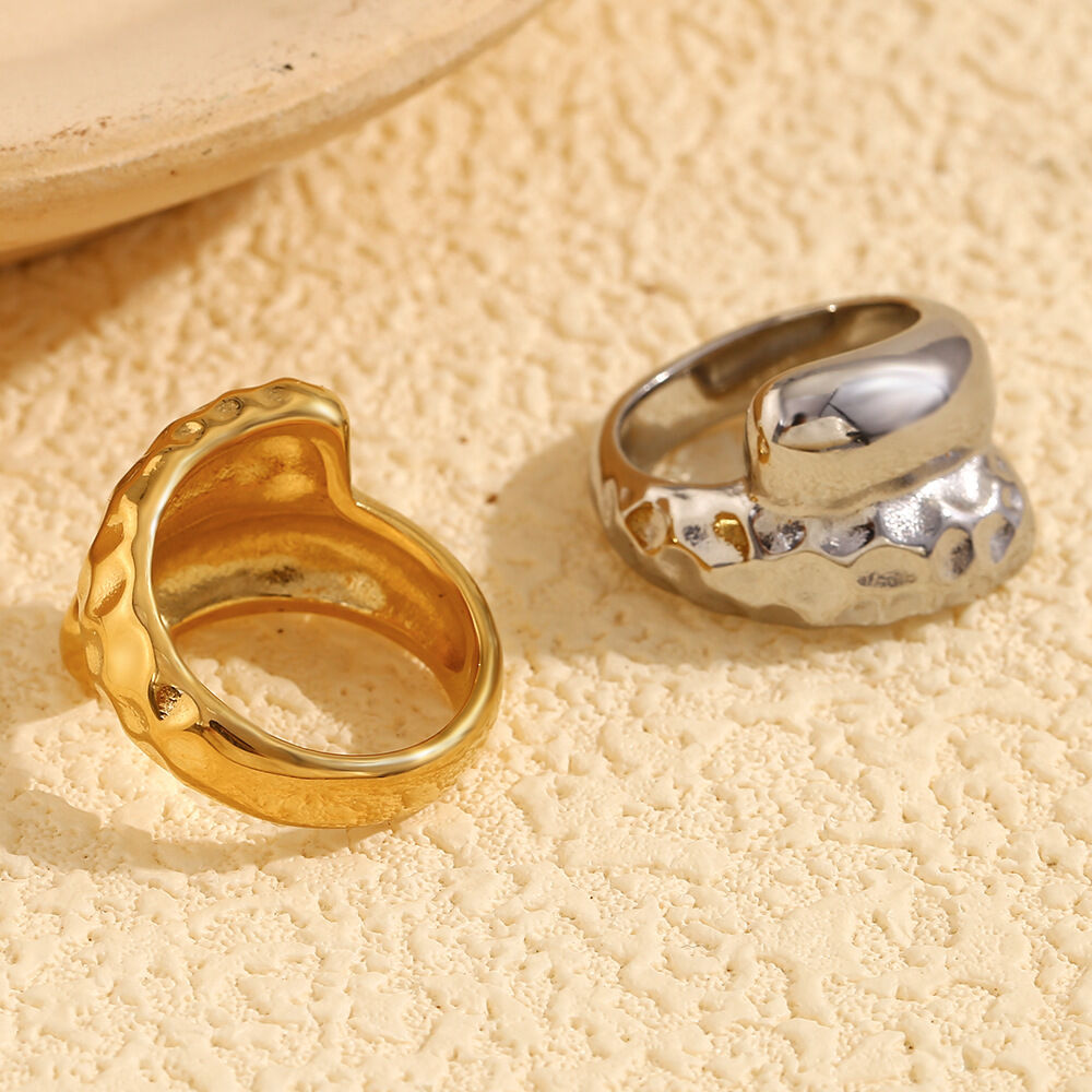 1 pezzo semplice serie Daily Twist in acciaio inossidabile impermeabile color oro anelli singoli da donna h5 Immagine2