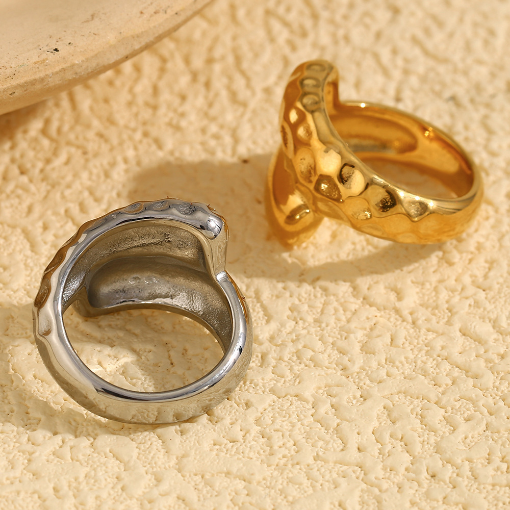 1 Piece Simple Series Daily Twist Stainless Steel Waterproof Gold Color Women's Single Rings h5Picture3