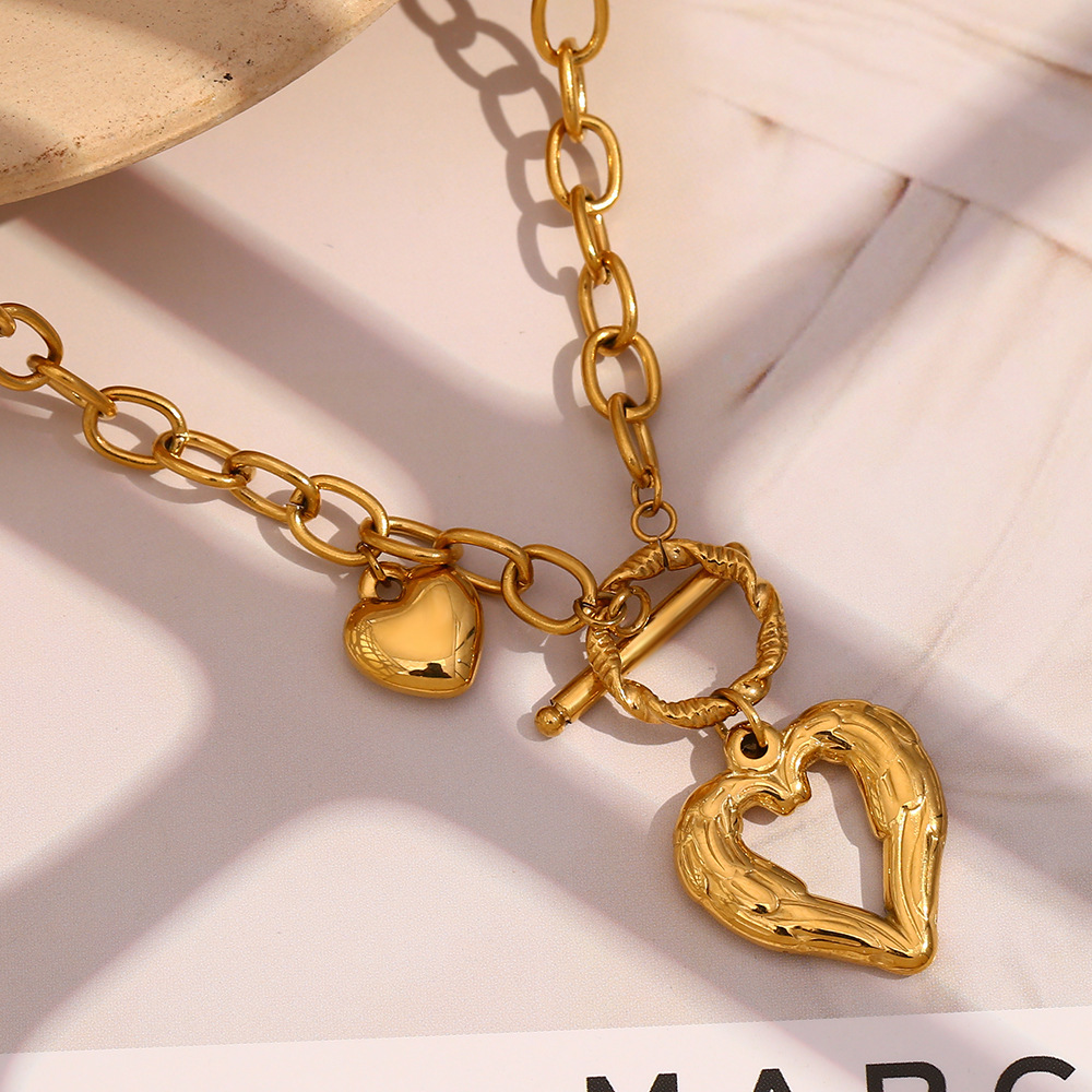 1 Piece Romantic Series Elegant Love/Heart Shape Stainless Steel Waterproof Gold Color Women's Pendant Necklaces Picture3