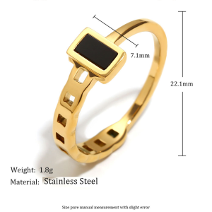Modern Quadrilateral Stainless Steel Waterproof Gold Color Women's Minimalist Rings h5 Picture7